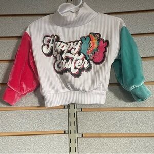 Little Rodeo Queen Boutique ColorfulEaster Shirt Ribbed Mock Neck 6-12 Oversized